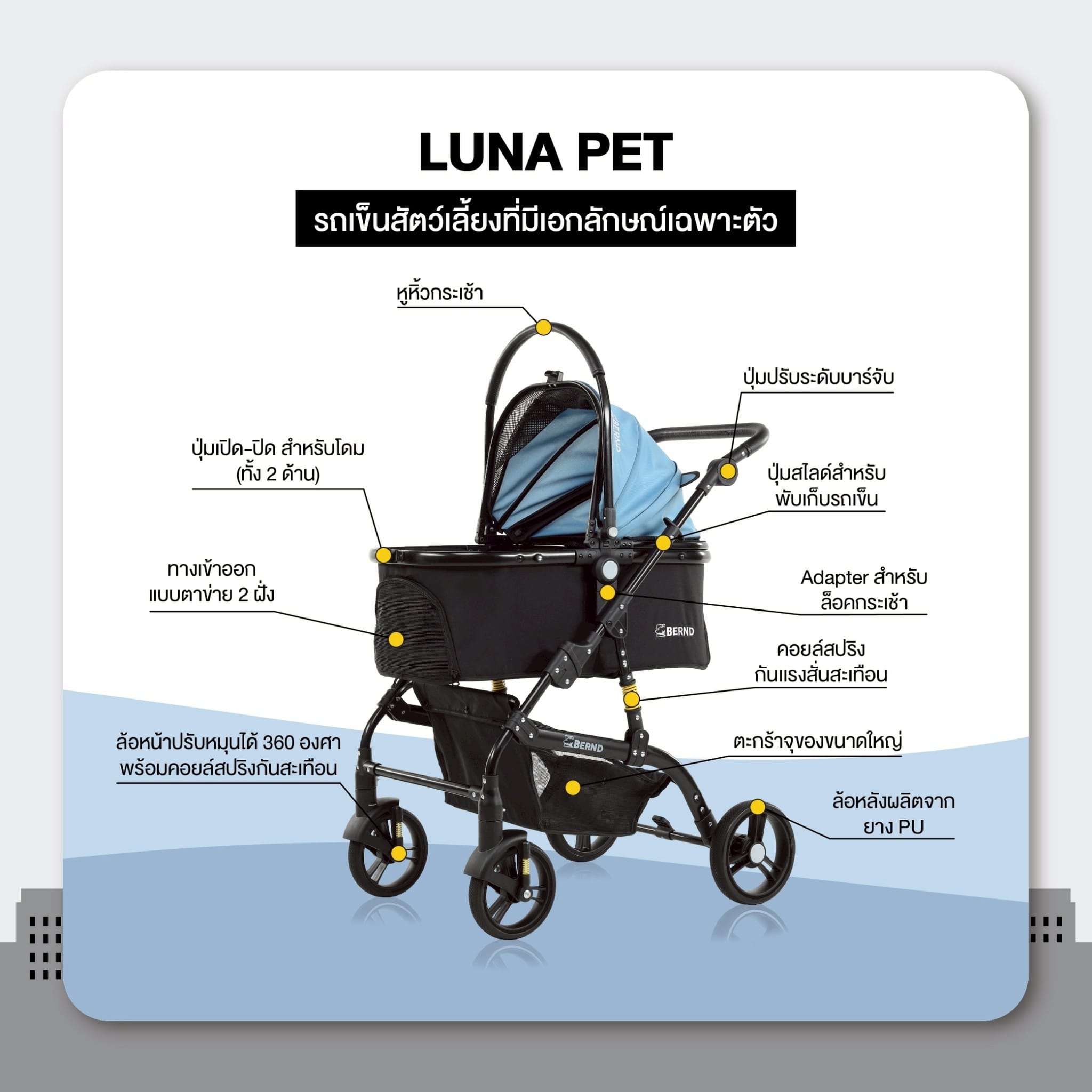 รถเข็นสำหรับสัตว์เลี้ยงแบบ 3 IN1 BERND รุ่น LUNA PET-SACRAMENTO GREEN_4